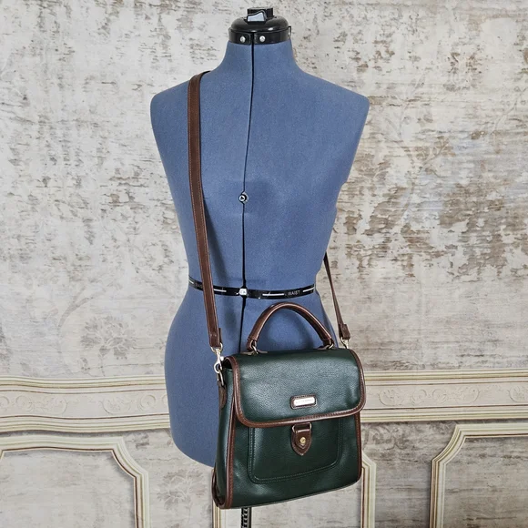 Vintage 1990s Liz Claiborne Handbag Purse Green Brown Crossbody Vtg 90s - Picture 11 of 11